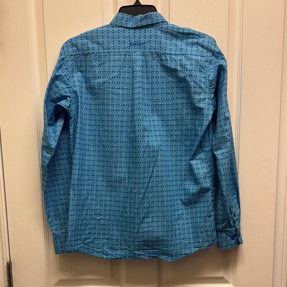 Ariat Boys Blue Casual Button Down Shirt with Gingham Pattern